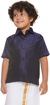 Sethukrishna Boys Festive & Party Kurta and Dhoti Pant Set(Dark Blue Pack of 1)