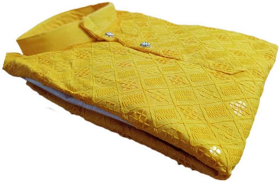 SHRISTIKIDS Baby Boys Festive & Party Kurta and Pyjama Set(Yellow Pack of 1)