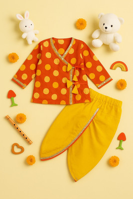 Amazekidz Baby Boys & Baby Girls Festive & Party Kurta and Dhoti Pant Set(Orange Pack of 1)