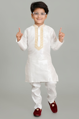 Royall Collection Boys Festive & Party Kurta and Dhoti Pant Set(Yellow Pack of 1)