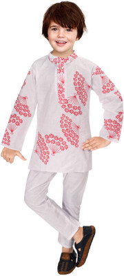 AL BAYDAR FASHION Boys Casual Kurta and Pyjama Set(Red Pack of 1)