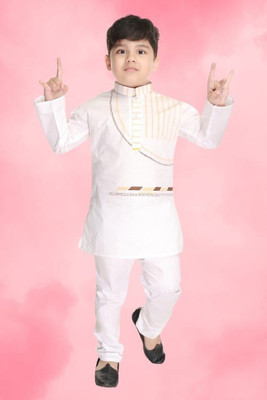 HENA TEXTILE Baby Boys Casual Kurta and Pyjama Set(White Pack of 1)