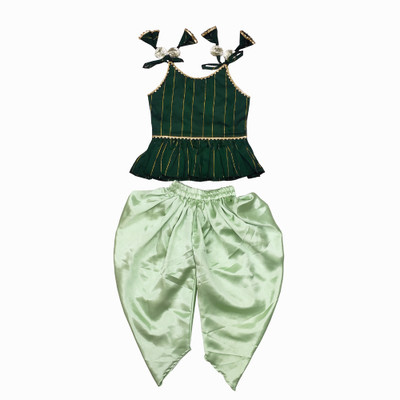 satyamfab Girls Festive & Party Dhoti & Kurta Set(Green Pack of 1)