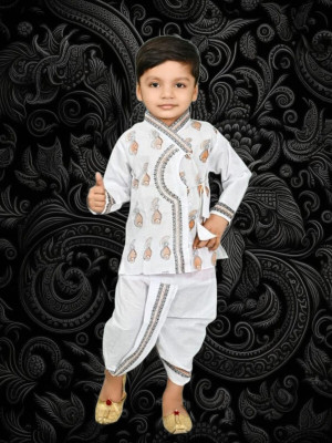 SUNCITY FASHION MART Baby Boys Casual Kurta and Dhoti Pant Set(White Pack of 1)