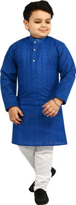 Arshia Fashions Boys Festive & Party Kurta and Pyjama Set(Blue Pack of 1)