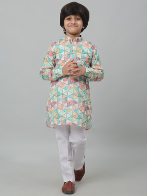RCENSA Boys Festive & Party Dhoti & Kurta Set(Light Green Pack of 1)