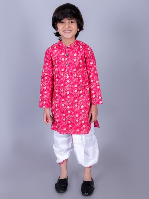 FabJunior Baby Boys Festive & Party Dhoti & Kurta Set(Pink Pack of 1)