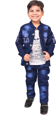 Kidzarea Boys Festive & Party Shirt & Waistcoat Set(Blue Pack of 1)