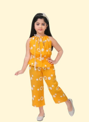 Shiidal Girls Festive & Party Kurta and Palazzo Set(Yellow Pack of 1)