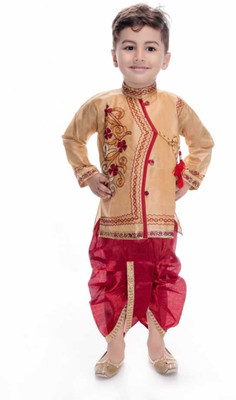KAVSHIL Boys Festive & Party Dhoti & Kurta Set(Brown Pack of 1)