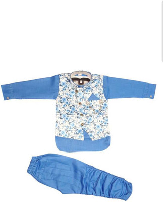 SH.KBH Boys Festive & Party, Formal, Wedding, Casual Kurta, Waistcoat and Pyjama Set(Blue Pack of 1)