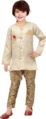 BISAL Boys Wedding Sherwani and Churidar Set(Gold Pack of 1)
