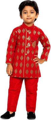 SASTREY TREND Boys Festive & Party, Wedding Sherwani and Churidar Set(Red Pack of 1)