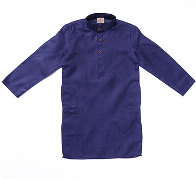 karnam Boys Festive & Party Kurta and Pyjama Set(Dark Blue Pack of 1)
