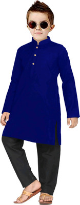 TRUST OUS Boys Festive & Party Kurta and Pyjama Set(Blue Pack of 1)