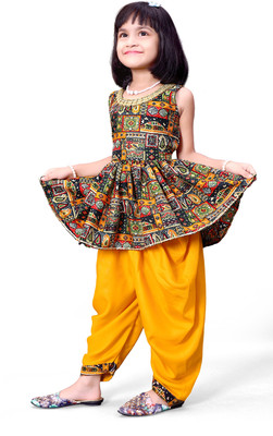 satyamfab Girls Festive & Party Kurta and Dhoti Pant Set(Multicolor Pack of 1)