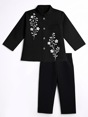 GalaxyXZ Boys Festive & Party Blazer and Pant Set(Black Pack of 1)