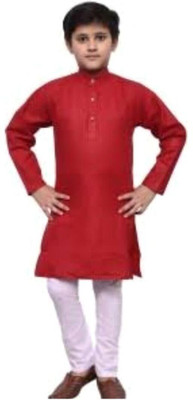 VC FASHION HUB Baby Boys Festive & Party Kurta and Pyjama Set(Maroon Pack of 1)