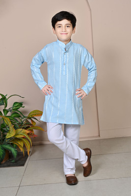 BT DEZINES Boys Festive & Party Kurta and Pyjama Set(Light Blue Pack of 1)
