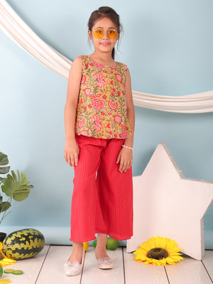 Sangria Girls Casual Kurta Pyjama(Multicolor)