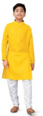 VDC FASHION HUB Baby Boys Festive & Party Kurta and Pyjama Set(Yellow Pack of 1)