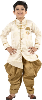 Smuktar garments Boys Wedding, Festive & Party Dhoti & Kurta Set(Gold Pack of 2)