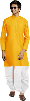 click n buy Boys Festive & Party Dhoti & Kurta Set(Yellow Pack of 1)