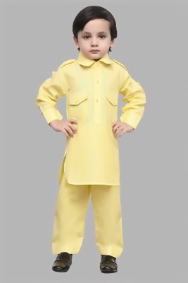 TADEO Boys Festive & Party Pathani Suit Set(Yellow Pack of 1)
