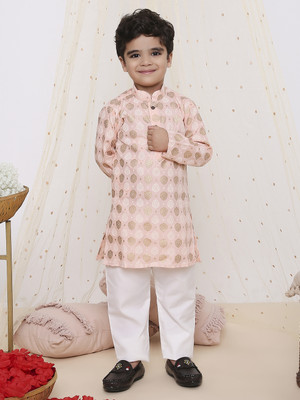 KID1 Boys Festive & Party Kurta and Pyjama Set(Pink Pack of 1)