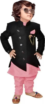 Sphero Boys Festive & Party Kurta, Waistcoat and Pyjama Set(Pink Pack of 1)