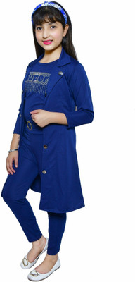 PERFECTPIVOT Girls Casual, Festive & Party, Wedding, Formal Ethnic Jacket, Blouse and Palazzo Set(Dark Blue Pack of 1)