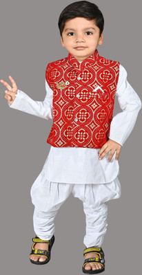 Oxipittal Club Boys Festive & Party Kurta and Dhoti Pant Set(Maroon Pack of 1)
