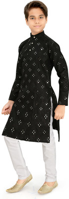 BYTER Boys Festive & Party Kurta and Pyjama Set(Black Pack of 1)