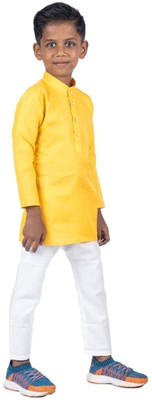 VDC FASHION TREND Baby Boys Festive & Party Kurta and Pyjama Set(Yellow Pack of 1)