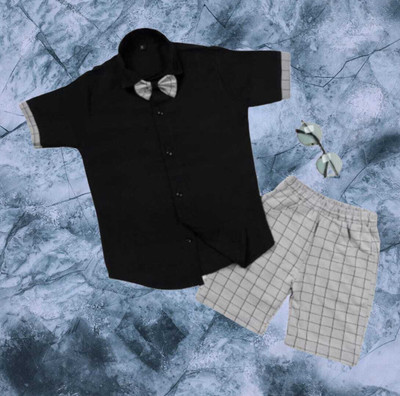 Qwzlim collection Baby Boys & Baby Girls Festive & Party Shirt & Dhoti Set(Black Pack of 1)