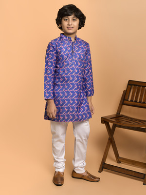PRINTCULTR Boys Festive & Party Kurta and Pyjama Set(Blue Pack of 2)