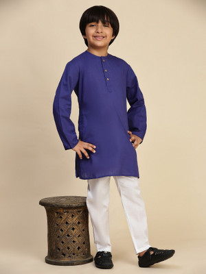 SKAVIJ Boys Festive & Party Kurta and Pyjama Set(Dark Blue Pack of 1)