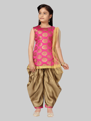 Aarika Girls Festive & Party Kurta and Patiala Set(Pink Pack of 1)