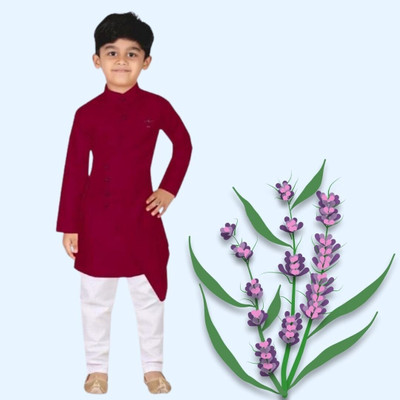 VDC CREATIONS Baby Boys Festive & Party Kurta and Pyjama Set(Maroon Pack of 1)