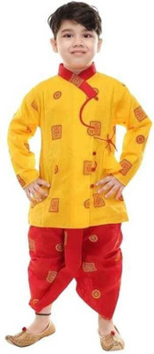Oxipital Club Baby Boys Festive & Party Kurta and Dhoti Pant Set(Red Pack of 1)