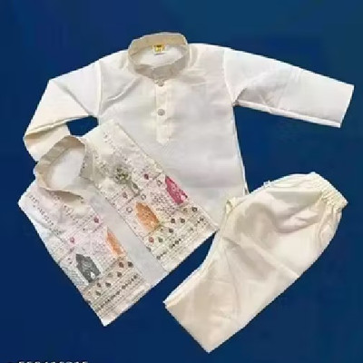 Vaikunth Baby Boys Festive & Party Kurta, Waistcoat and Pyjama Set(White Pack of 1)