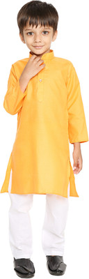 MAHARAJA Boys Festive & Party Kurta and Pyjama Set(Yellow Pack of 1)