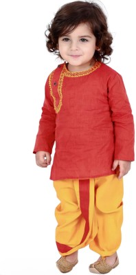 New Ekta Dresses Baby Boys Festive & Party Kurta and Dhoti Pant Set(Yellow Pack of 1)