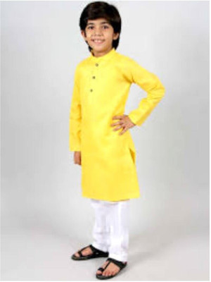 VC FASHION HUB Baby Boys Festive & Party Kurta and Pyjama Set(Yellow Pack of 1)