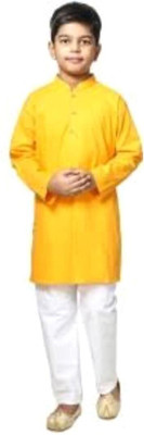 VC FASHION HUB Baby Boys Festive & Party Kurta and Pyjama Set(Yellow Pack of 1)