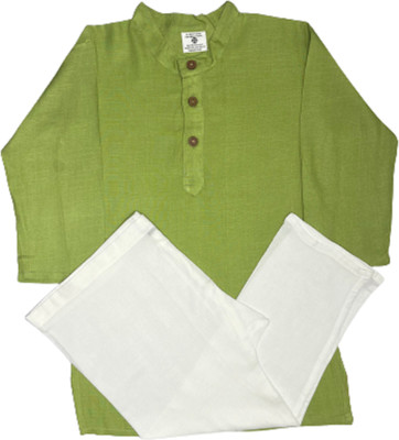JAIPUR RAJWADA Boys Casual Kurta and Pyjama Set(Light Green Pack of 1)