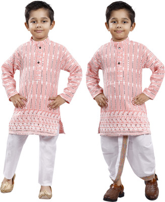 new gen Boys Casual, Festive & Party, Wedding Kurta and Dhoti Pant Set(Orange Pack of 1)