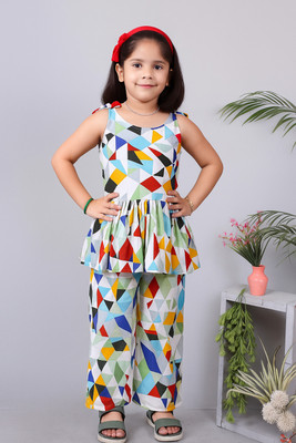 MKCloth Girls Festive & Party Kurta and Palazzo Set(Multicolor Pack of 1)