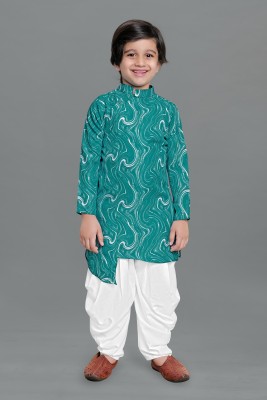 Mirrow Trade Boys Festive & Party Dhoti & Kurta Set(Green Pack of 1)