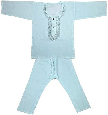 SR Art Boys Festive & Party Kurta and Pyjama Set(Light Green Pack of 1)